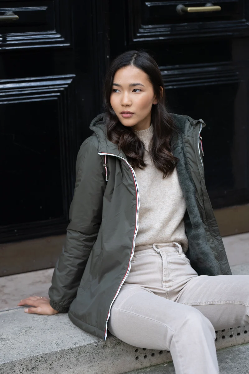 Imperméable fourré mi-long