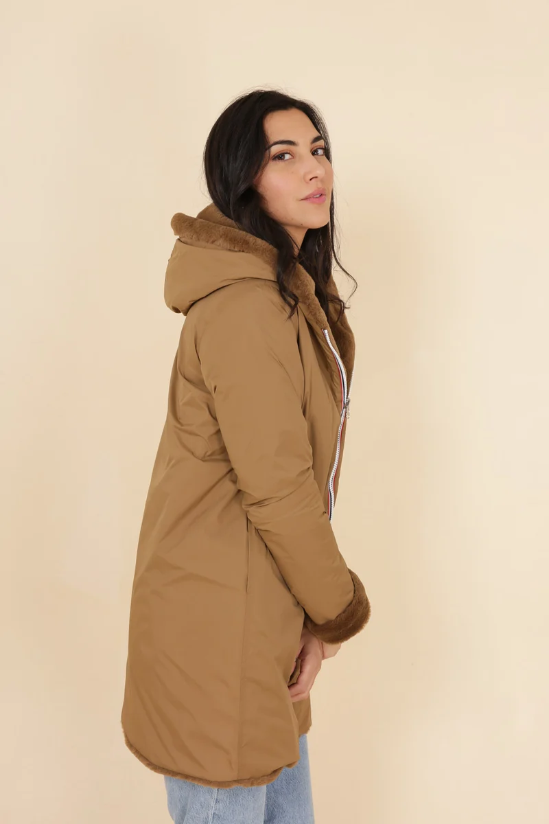 Imperméable fourré réversible long