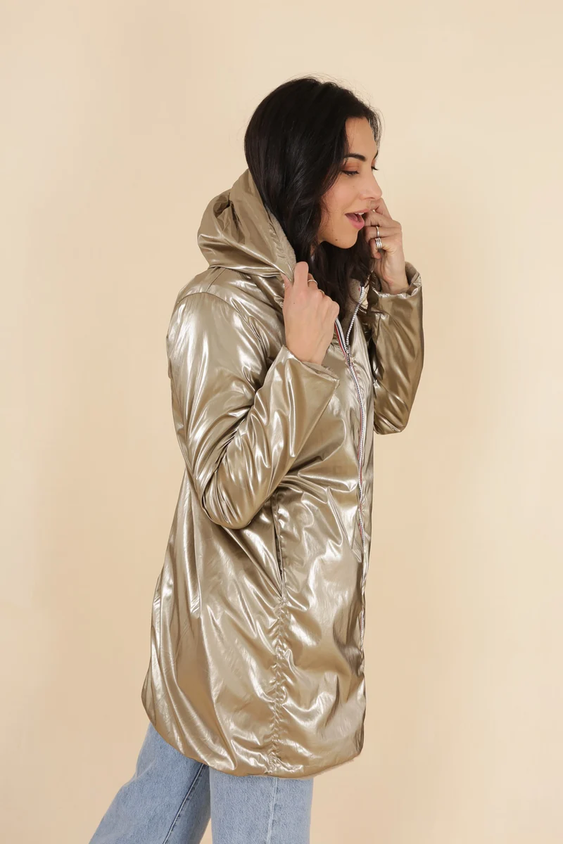 Imperméable fourré réversible long