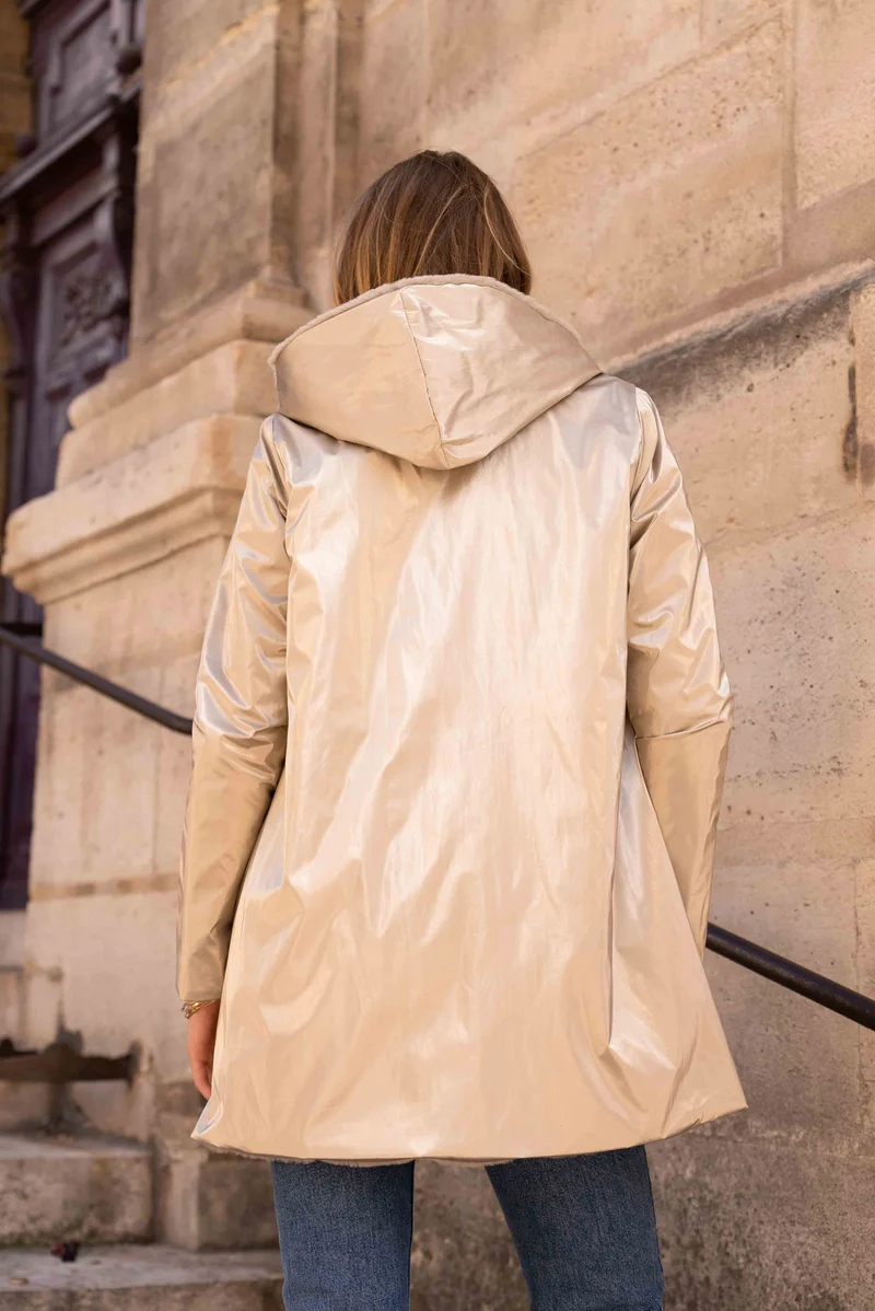 Imperméable fourré réversible long