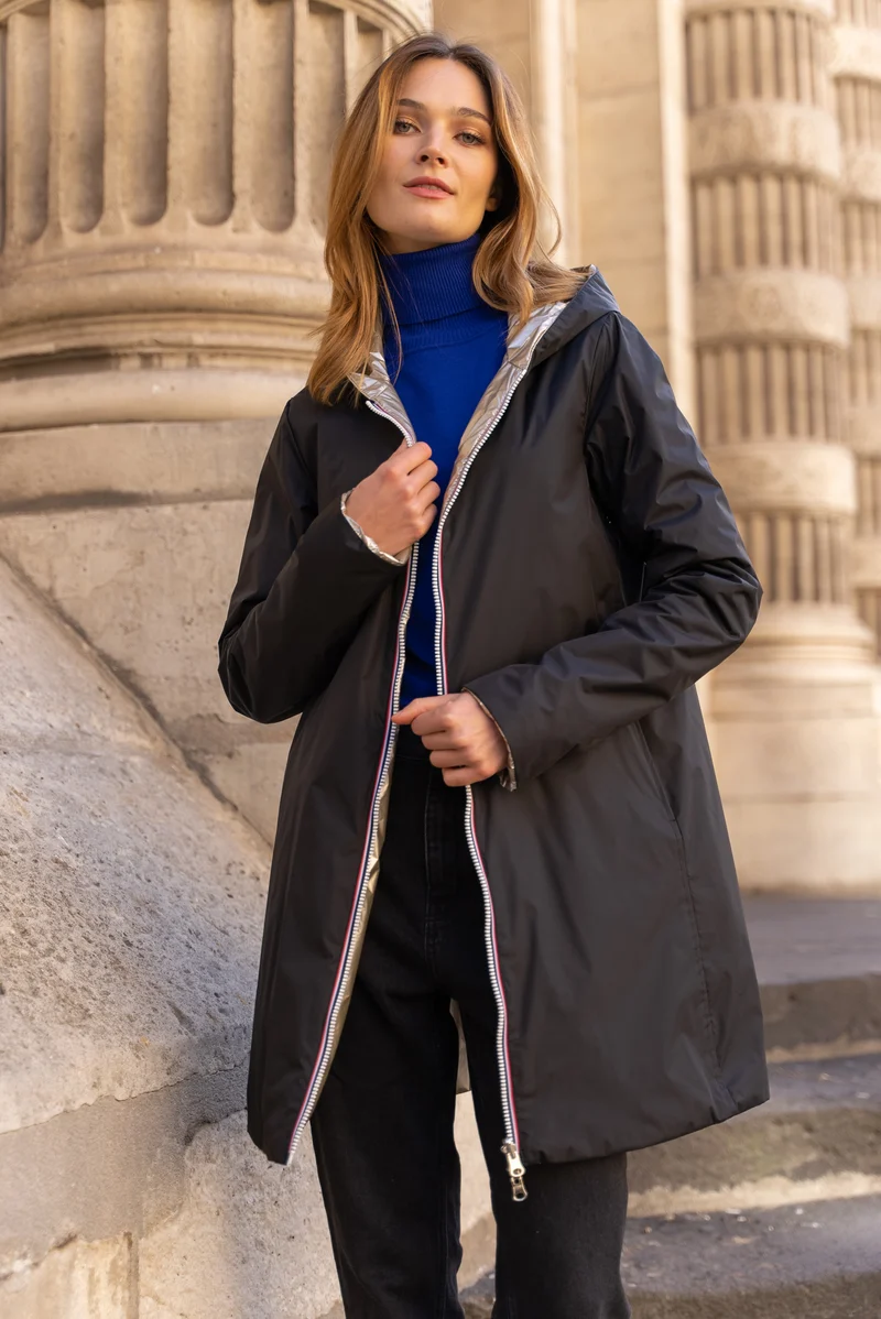 Imperméable réversible long mi-saison