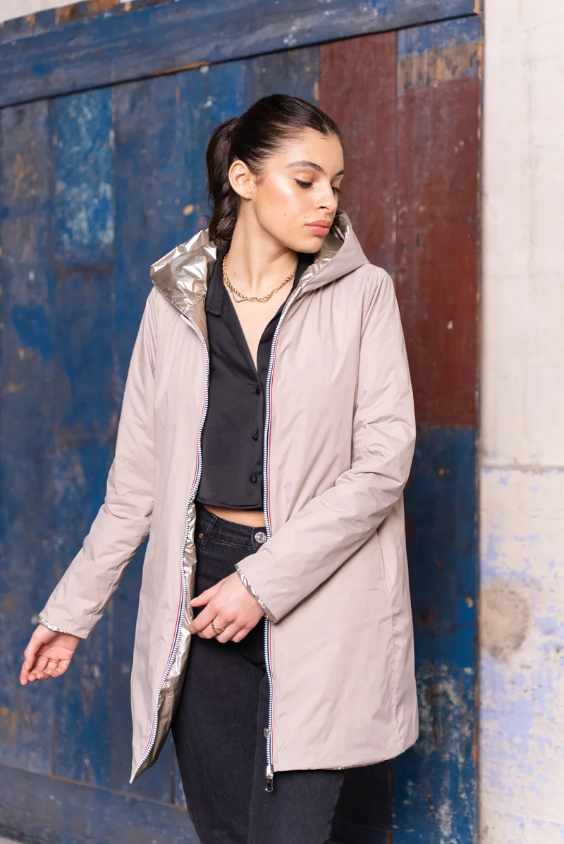 Imperméable réversible long mi-saison