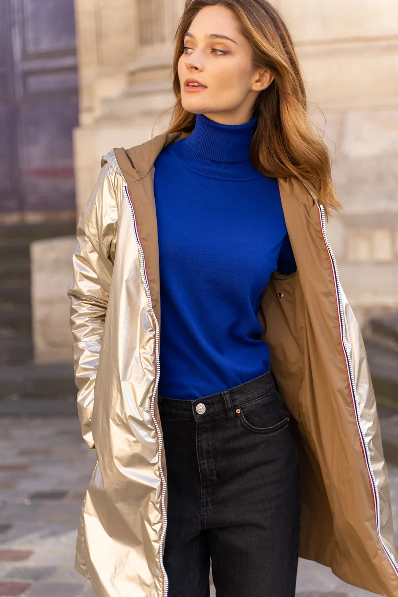 Imperméable réversible long mi-saison