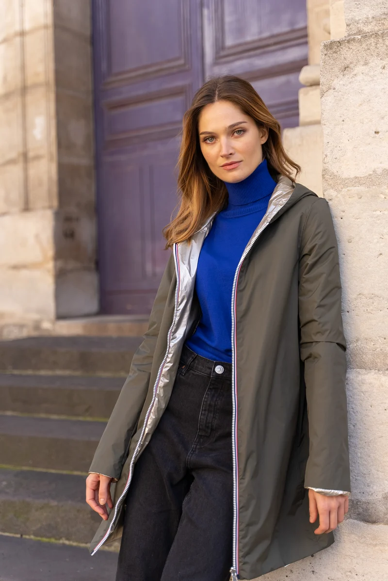 Imperméable réversible long mi-saison
