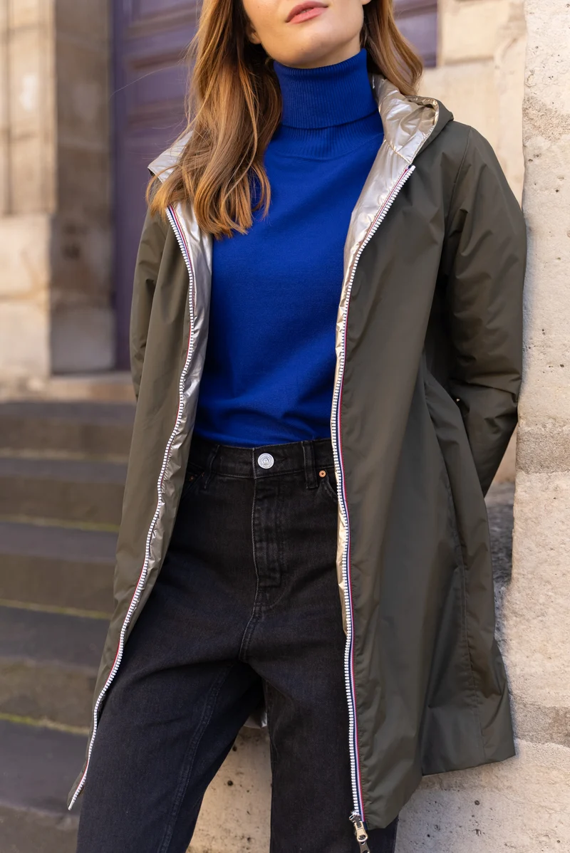 Imperméable réversible long mi-saison