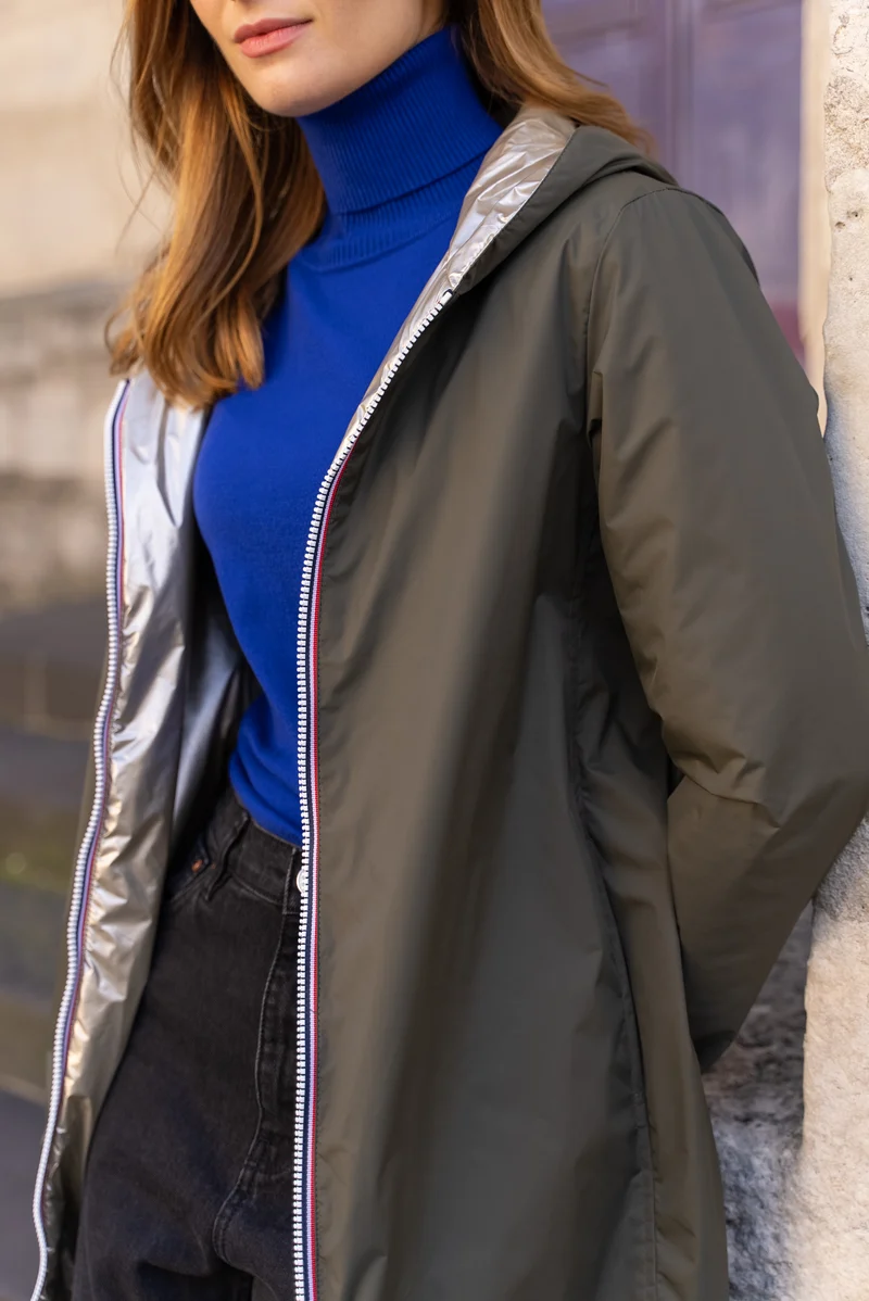 Imperméable réversible long mi-saison