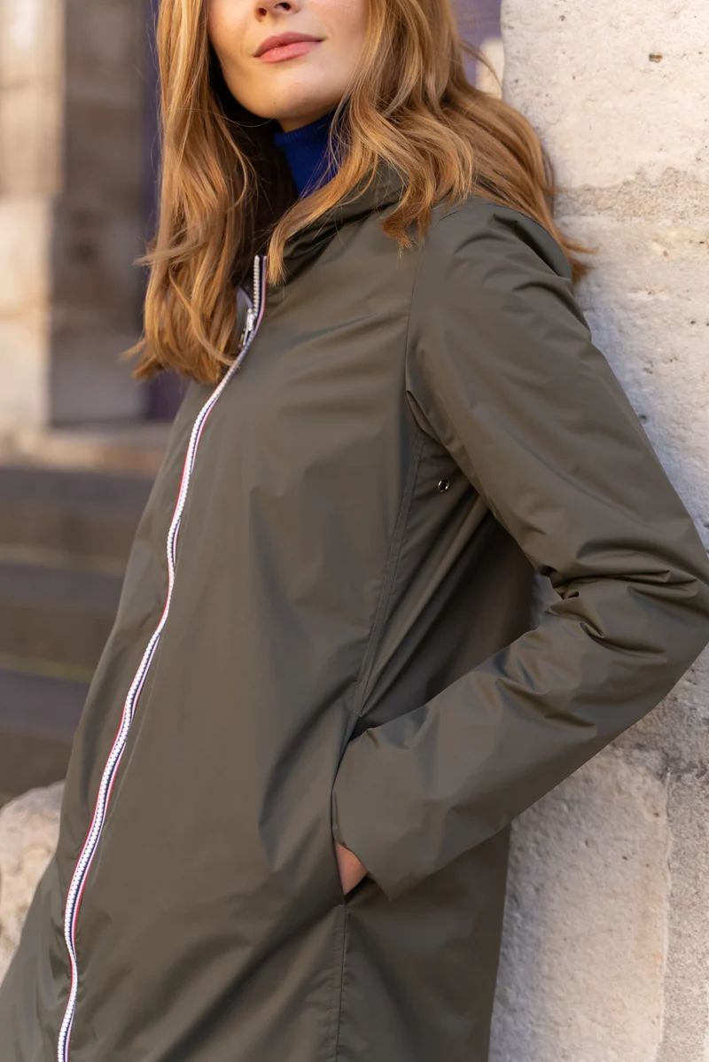 Imperméable réversible long mi-saison