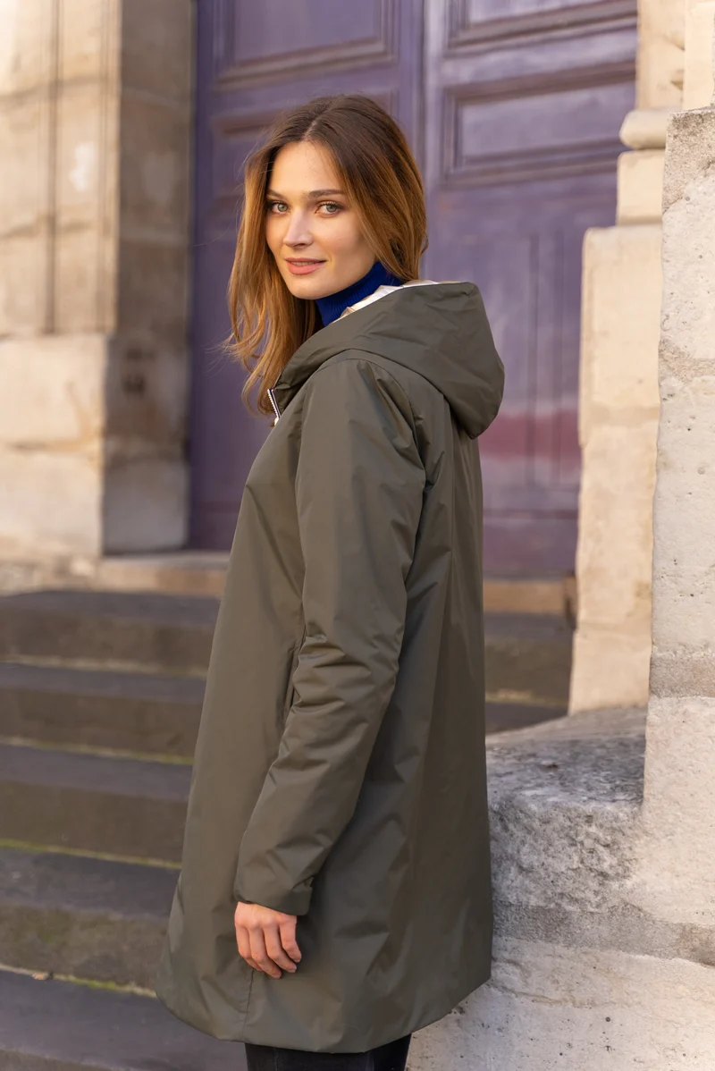 Imperméable réversible long mi-saison