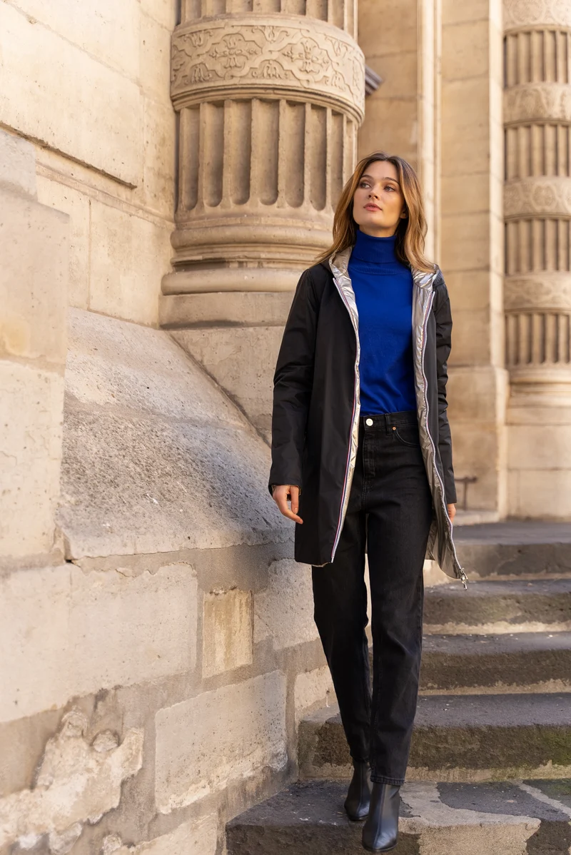 Imperméable réversible long mi-saison