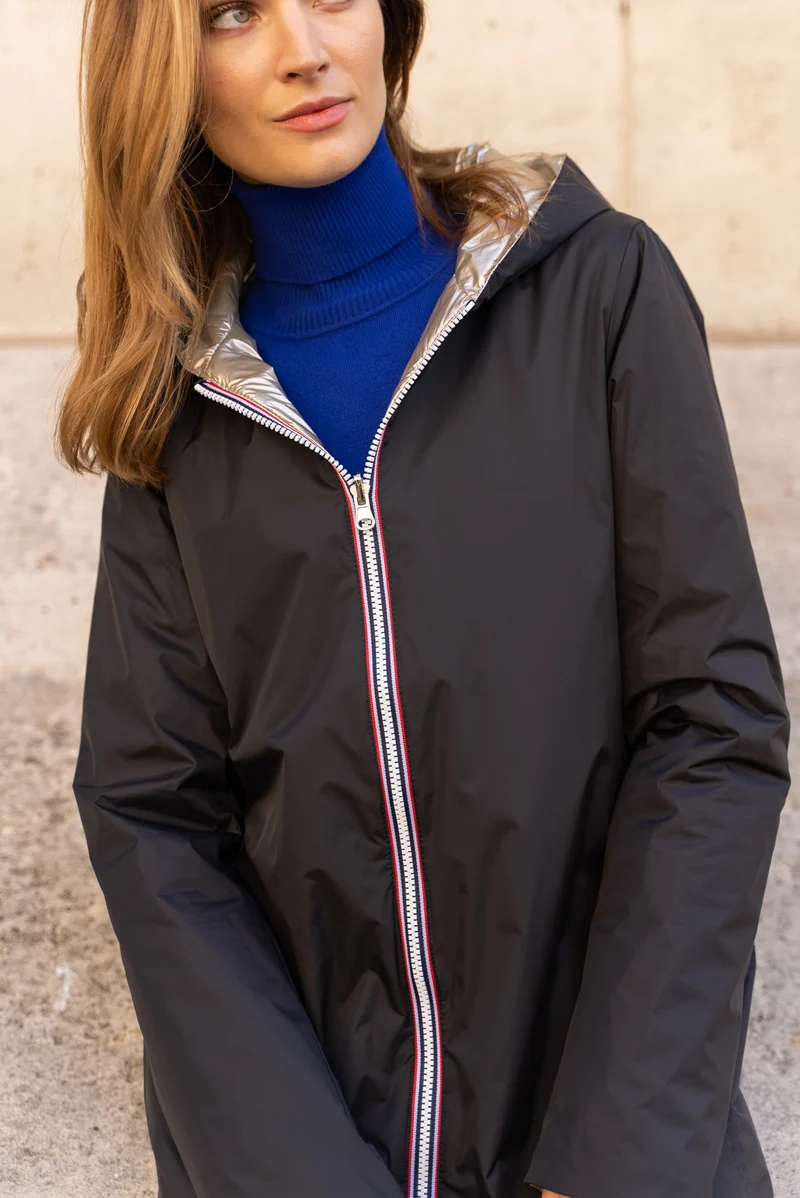 Imperméable réversible long mi-saison