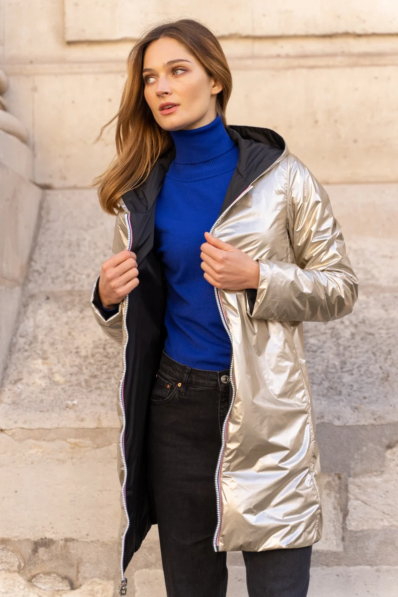 Imperméable réversible long mi-saison
