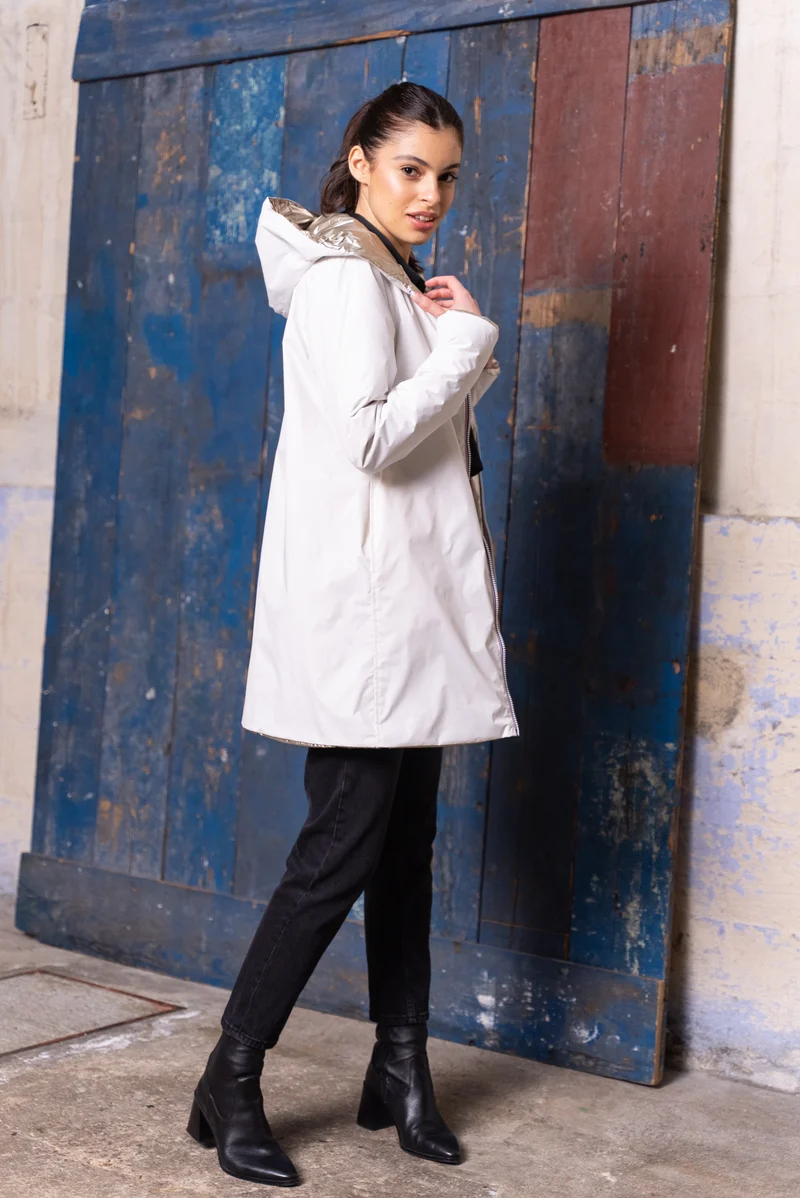 Imperméable réversible long mi-saison