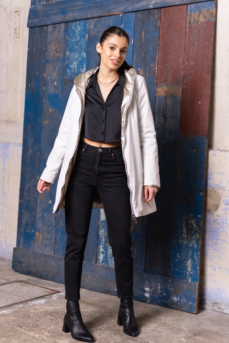 Imperméable réversible long mi-saison