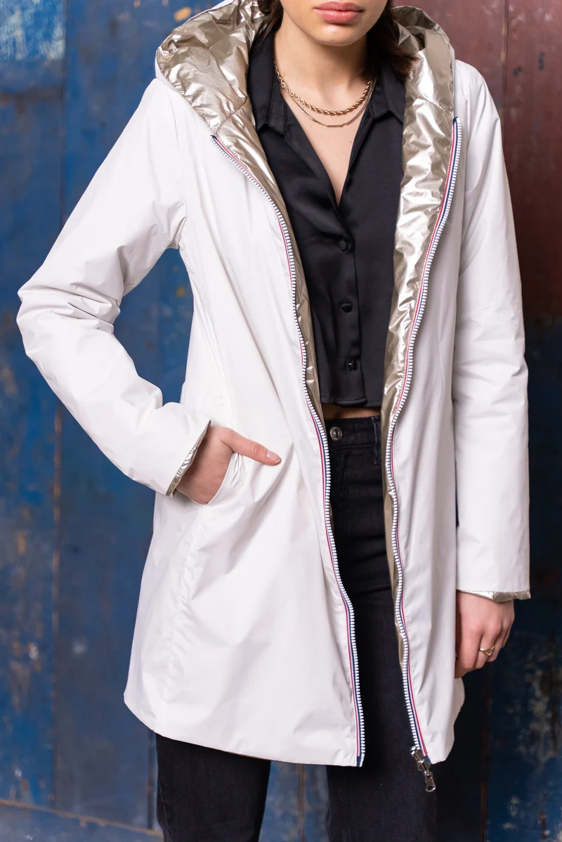 Imperméable réversible long mi-saison