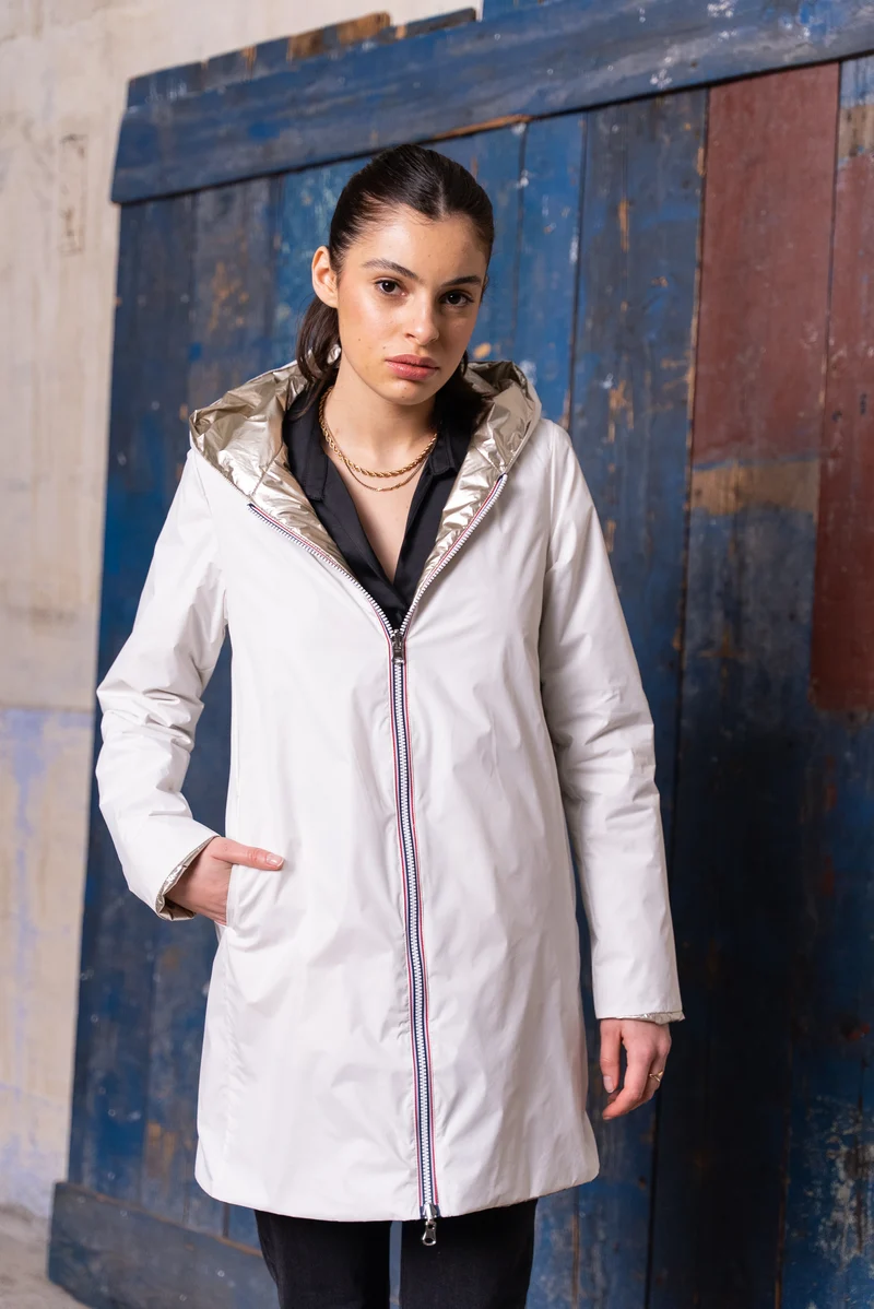 Imperméable réversible long mi-saison