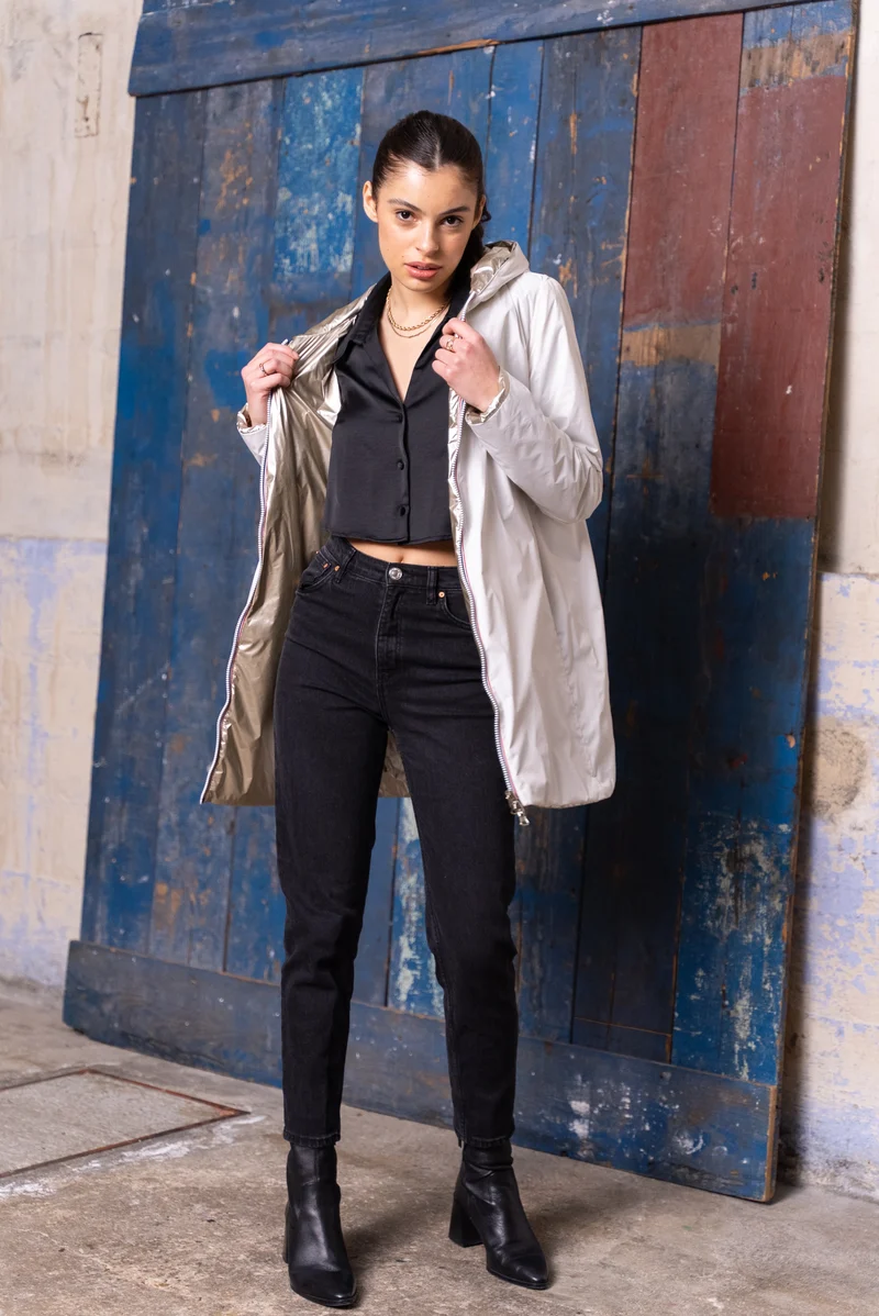 Imperméable réversible long mi-saison