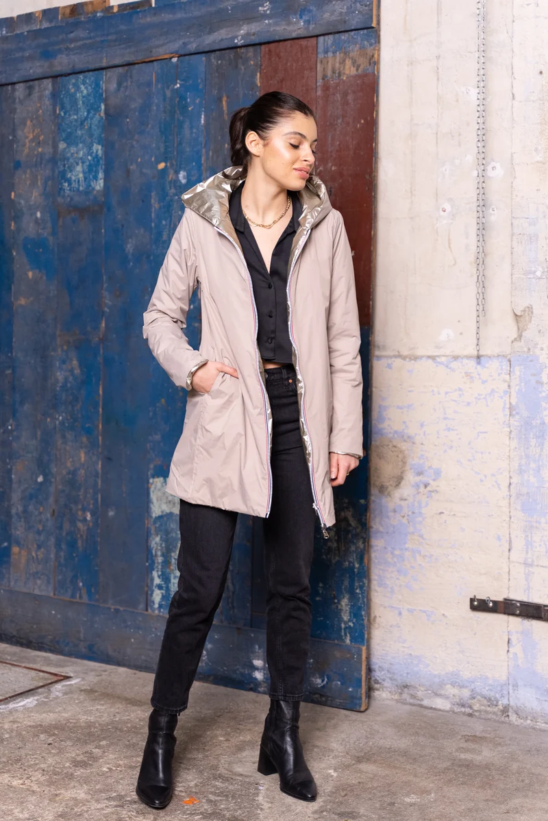 Imperméable réversible long mi-saison