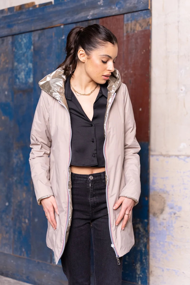 Imperméable réversible long mi-saison