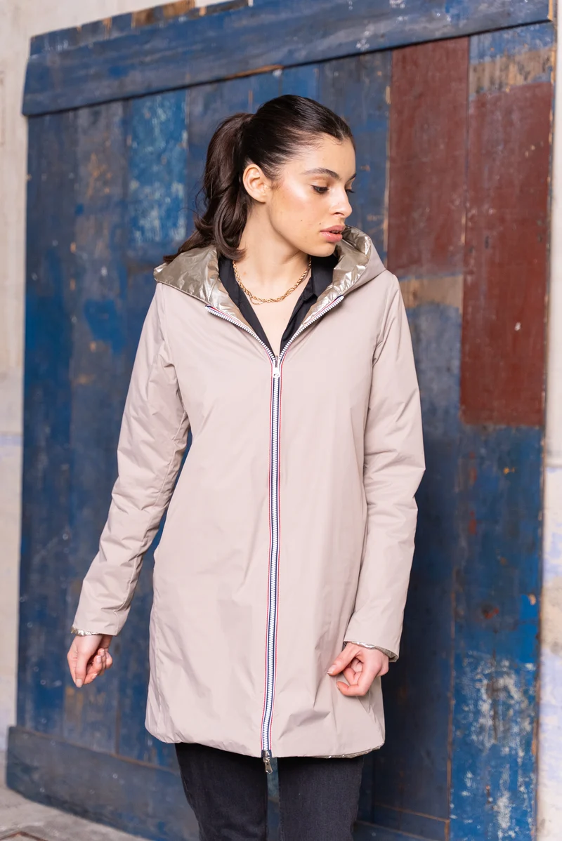 Imperméable réversible long mi-saison