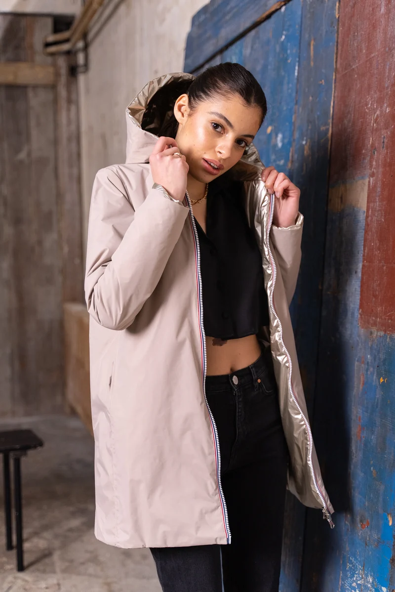 Imperméable réversible long mi-saison