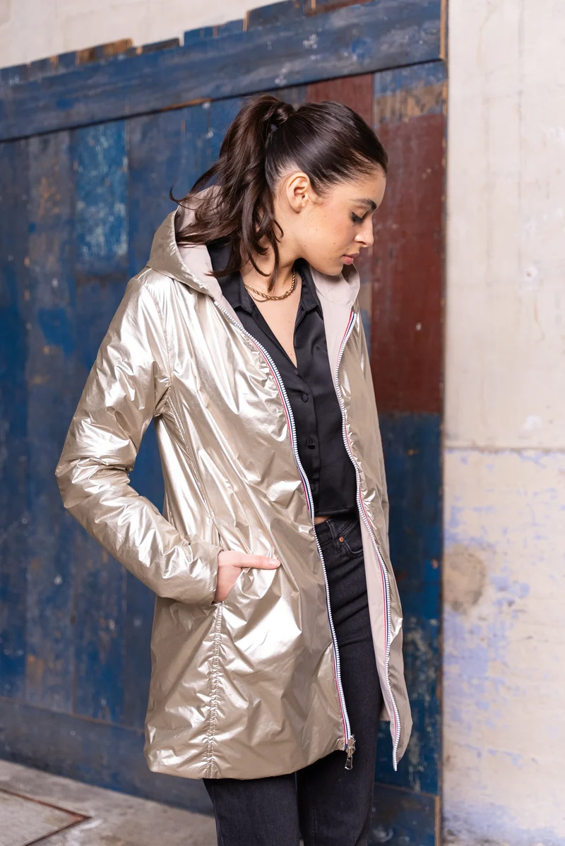 Imperméable réversible long mi-saison