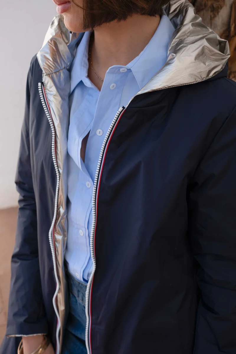 Imperméable réversible long mi-saison