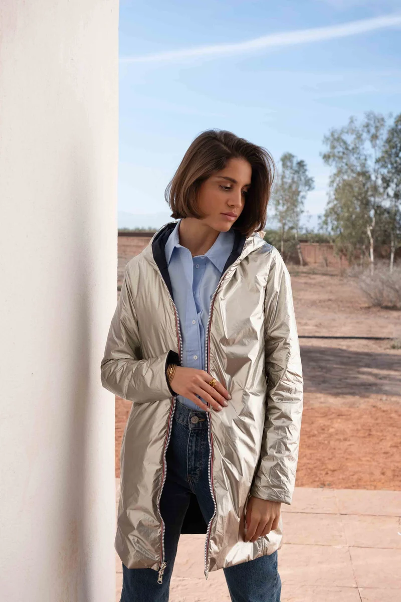 Imperméable réversible long mi-saison