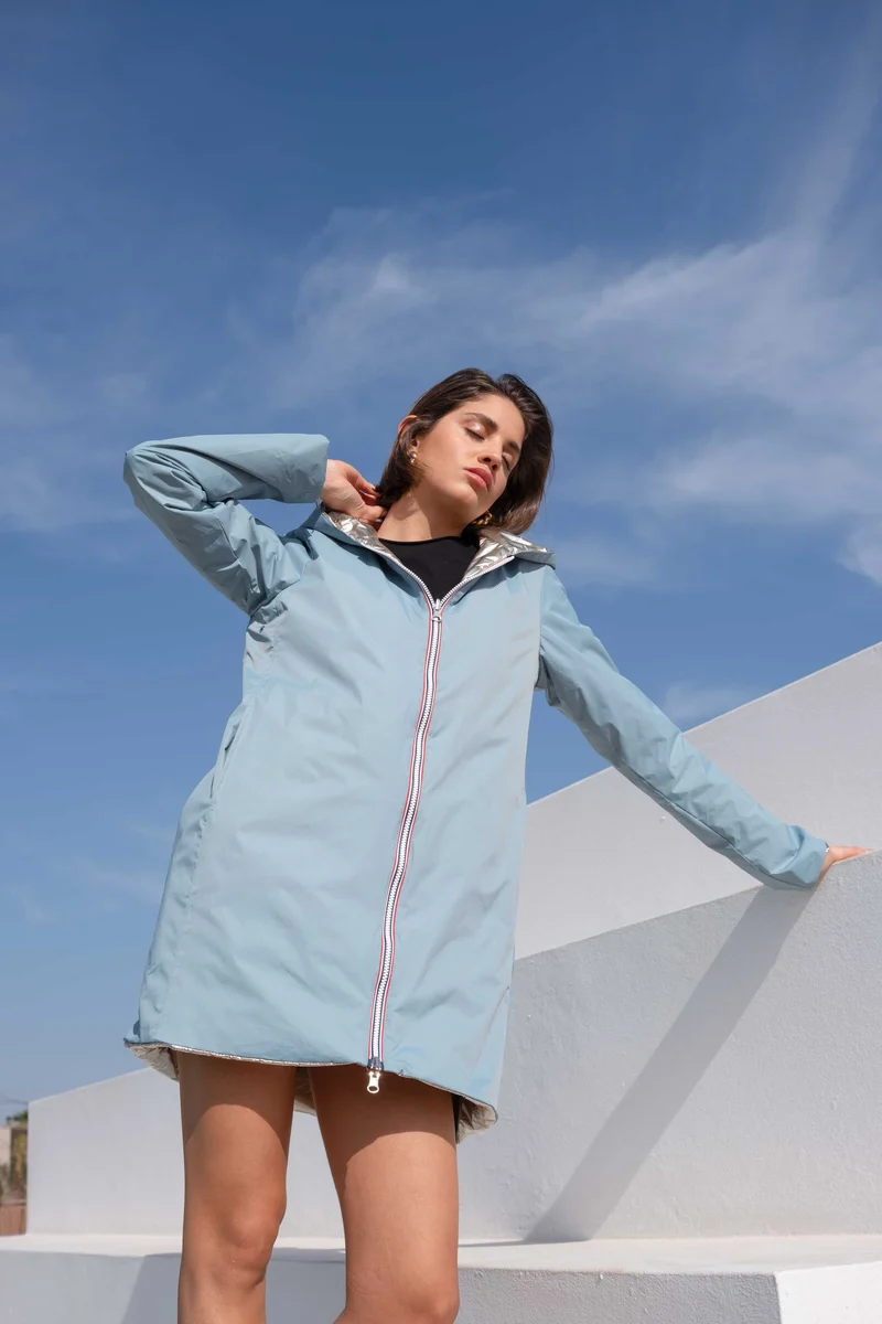 Imperméable réversible long mi-saison