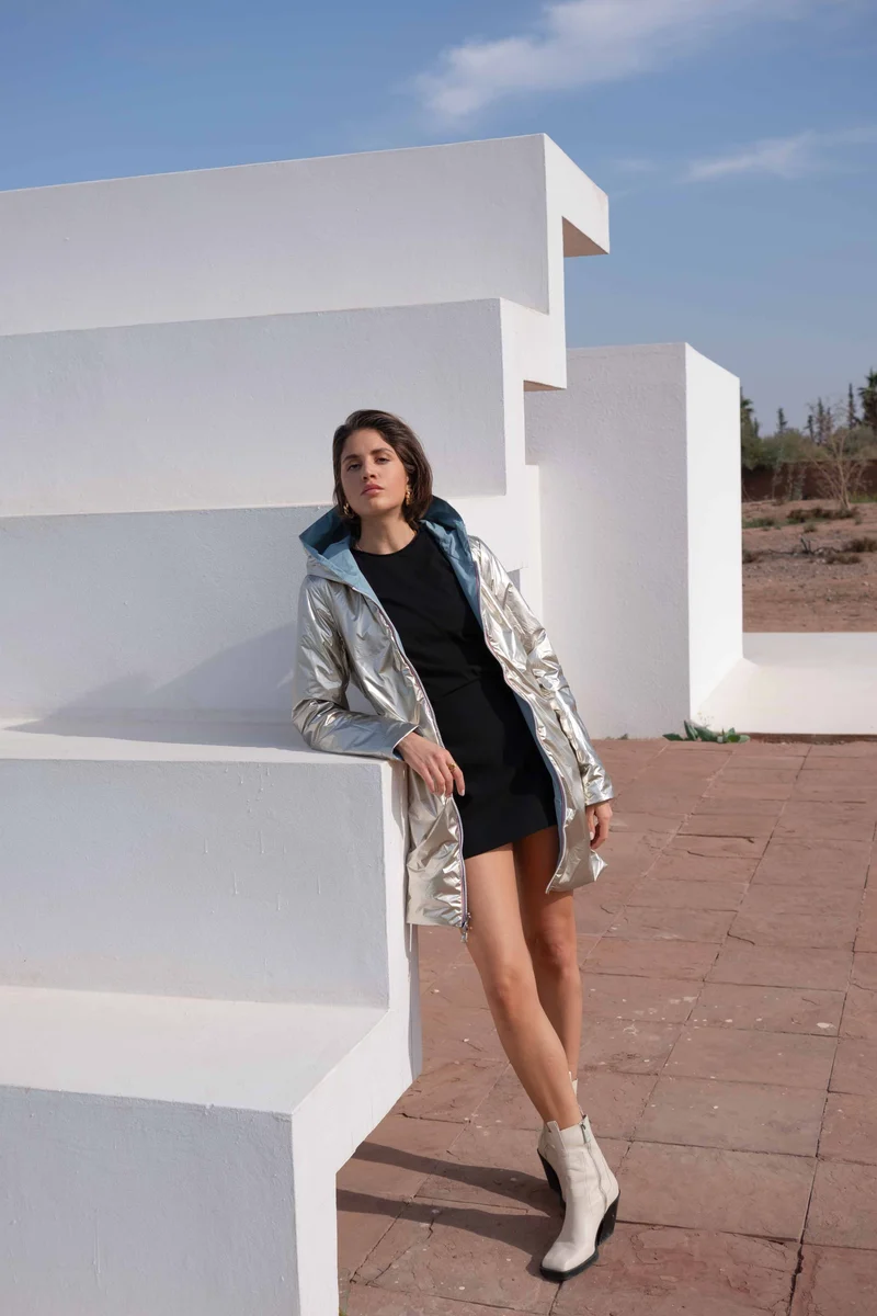 Imperméable réversible long mi-saison