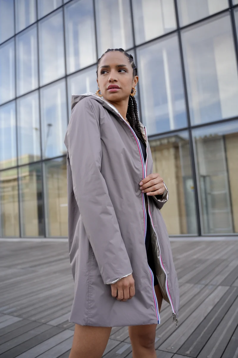 Imperméable réversible long mi-saison
