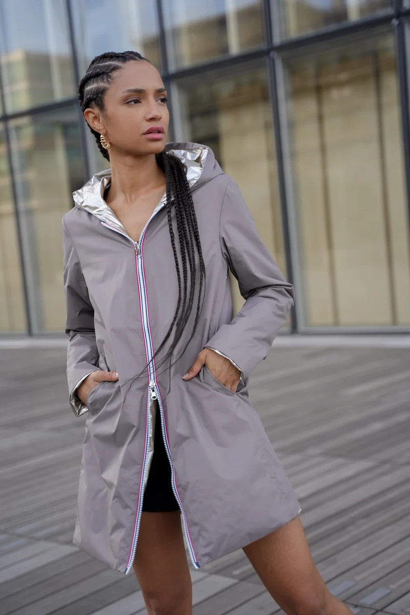 Imperméable réversible long mi-saison