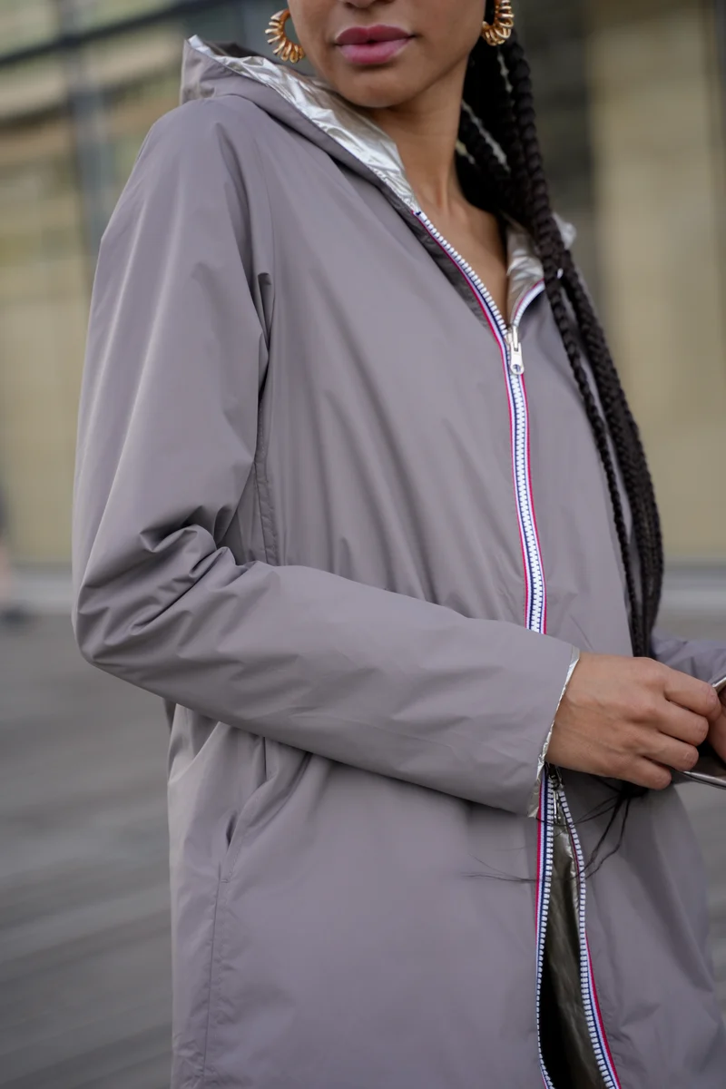 Imperméable réversible long mi-saison