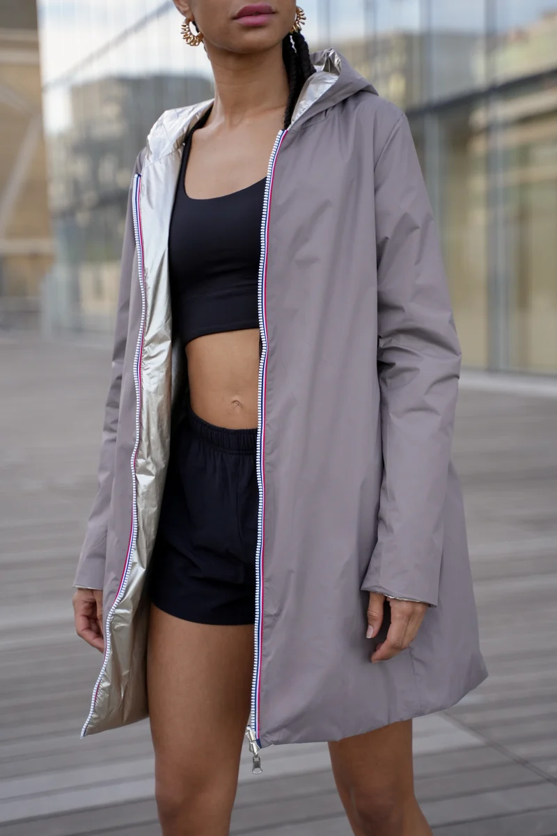 Imperméable réversible long mi-saison