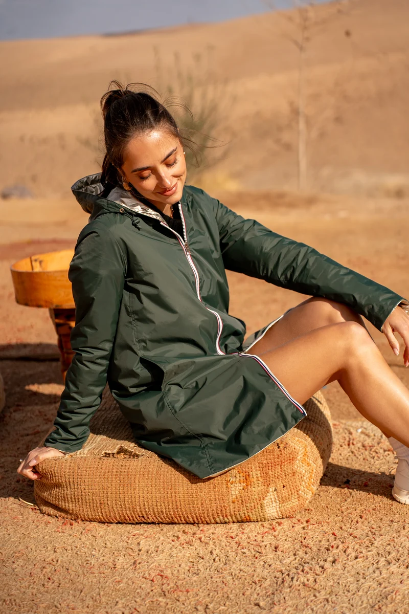 Imperméable réversible long mi-saison