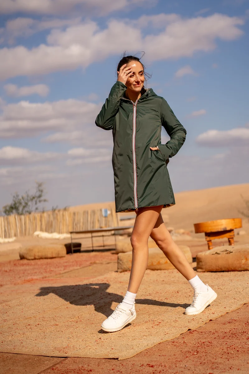 Imperméable réversible long mi-saison