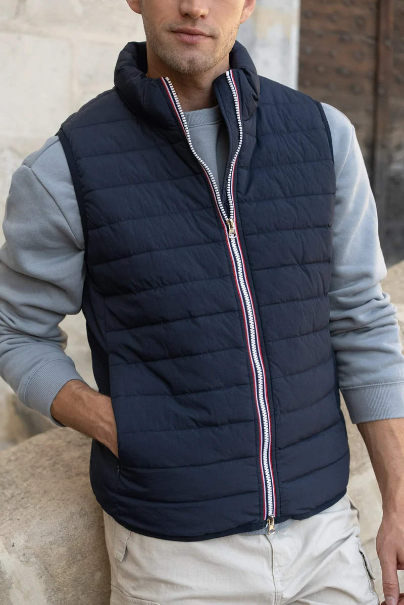 Doudoune sans manches zip tricolore