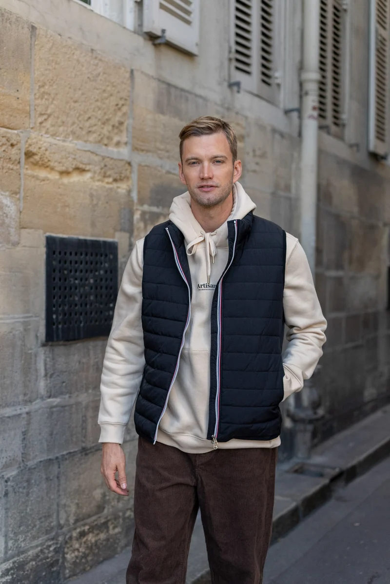 Doudoune sans manches zip tricolore