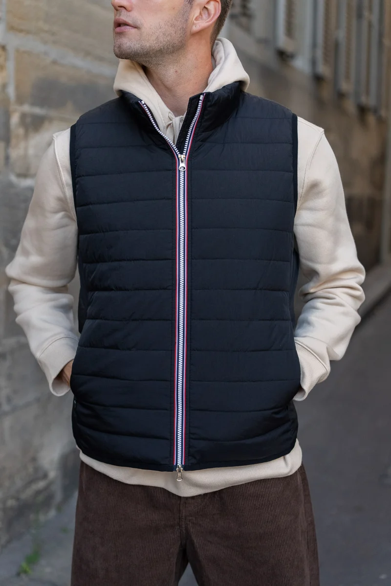 Doudoune sans manches zip tricolore
