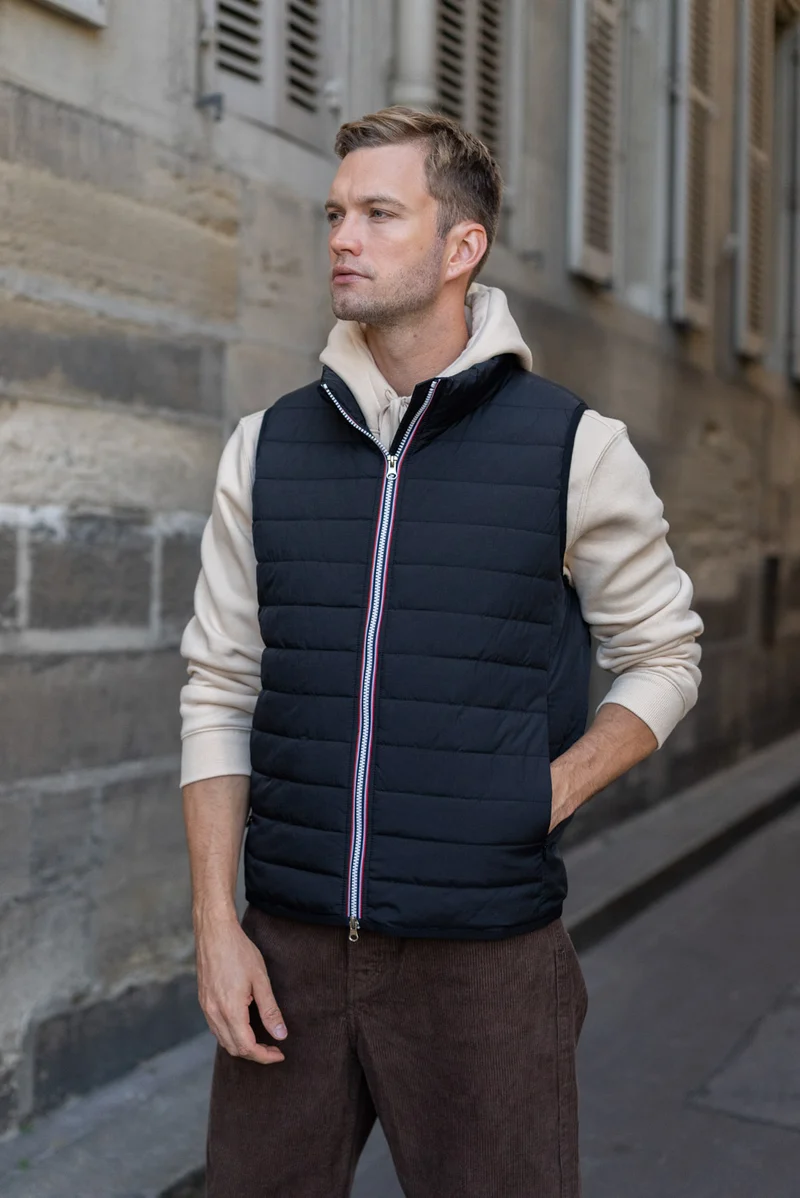 Doudoune sans manches zip tricolore