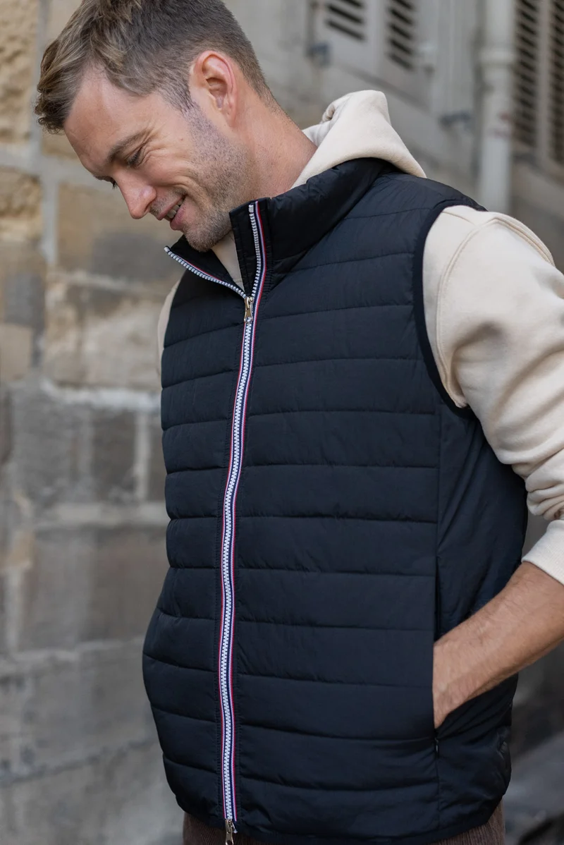 Doudoune sans manches zip tricolore