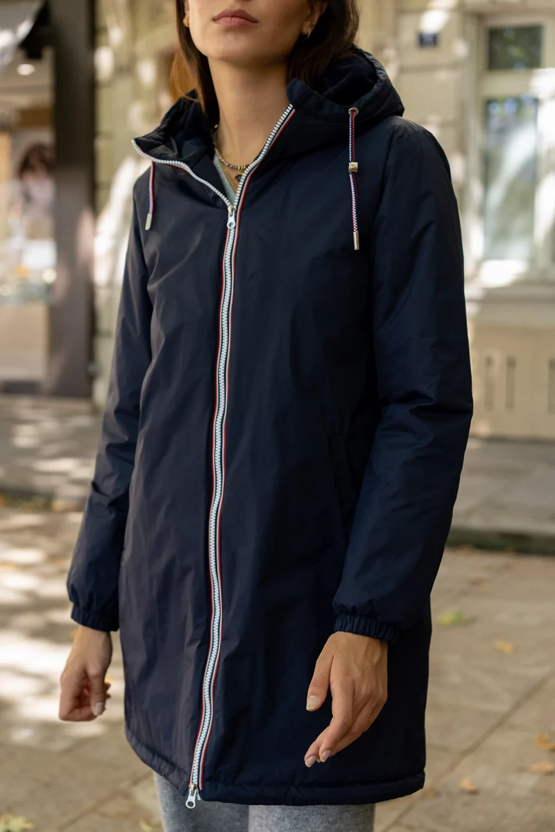 Imperméable fourré long avec cordon