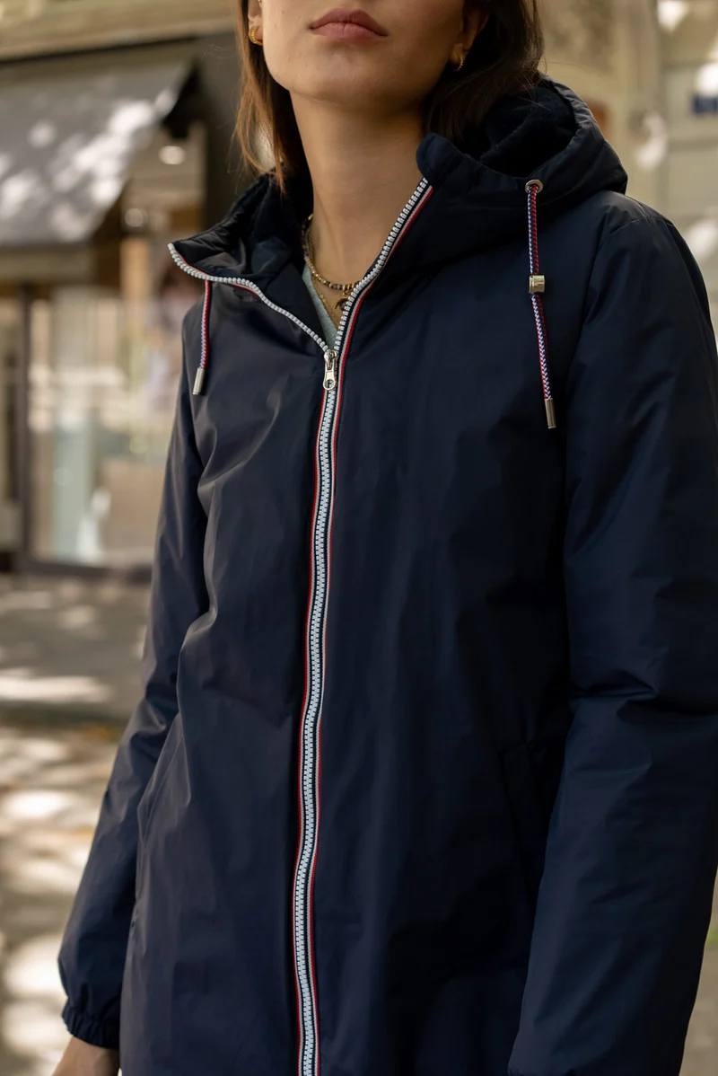Imperméable fourré long avec cordon