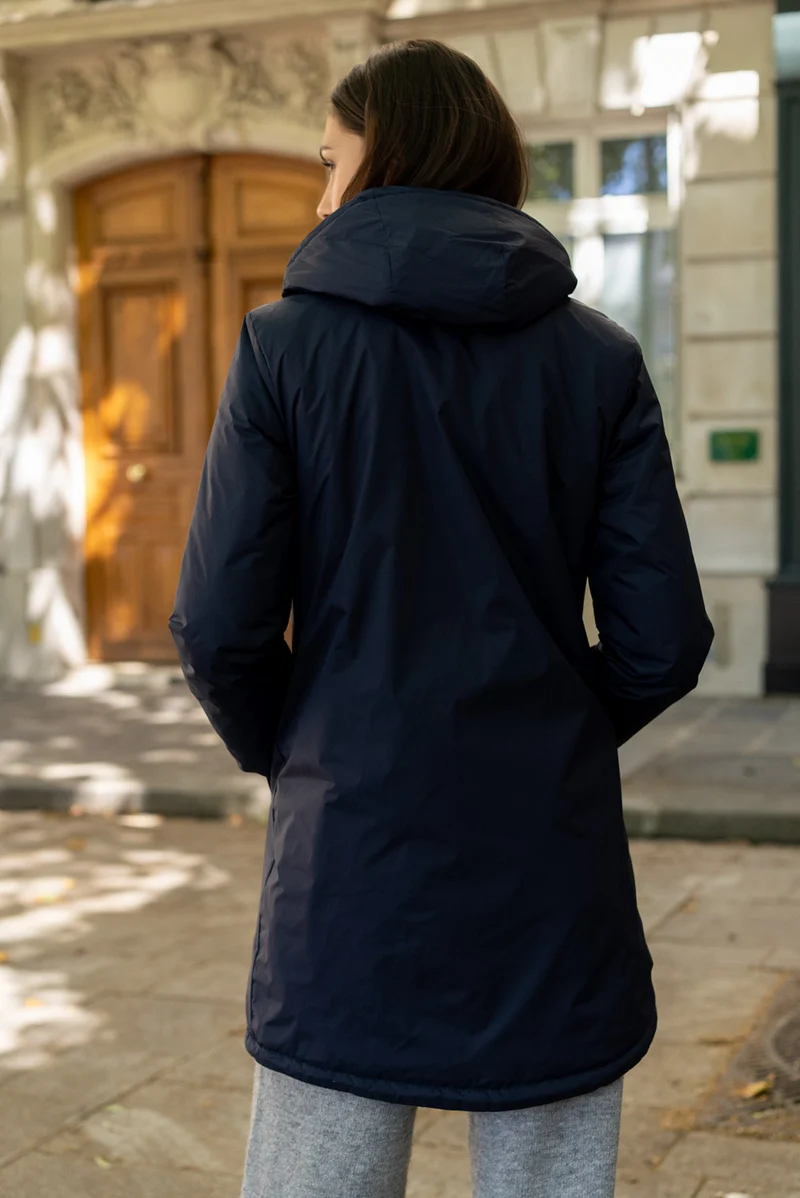 Imperméable fourré long avec cordon