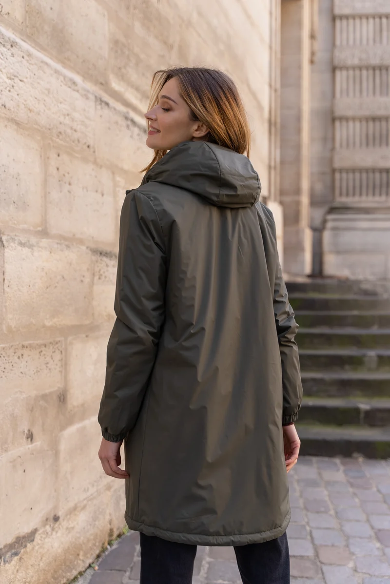Imperméable fourré long avec cordon