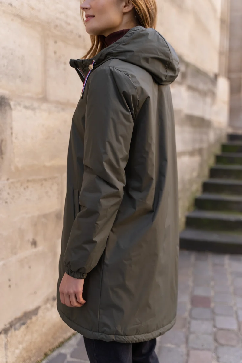 Imperméable fourré long avec cordon