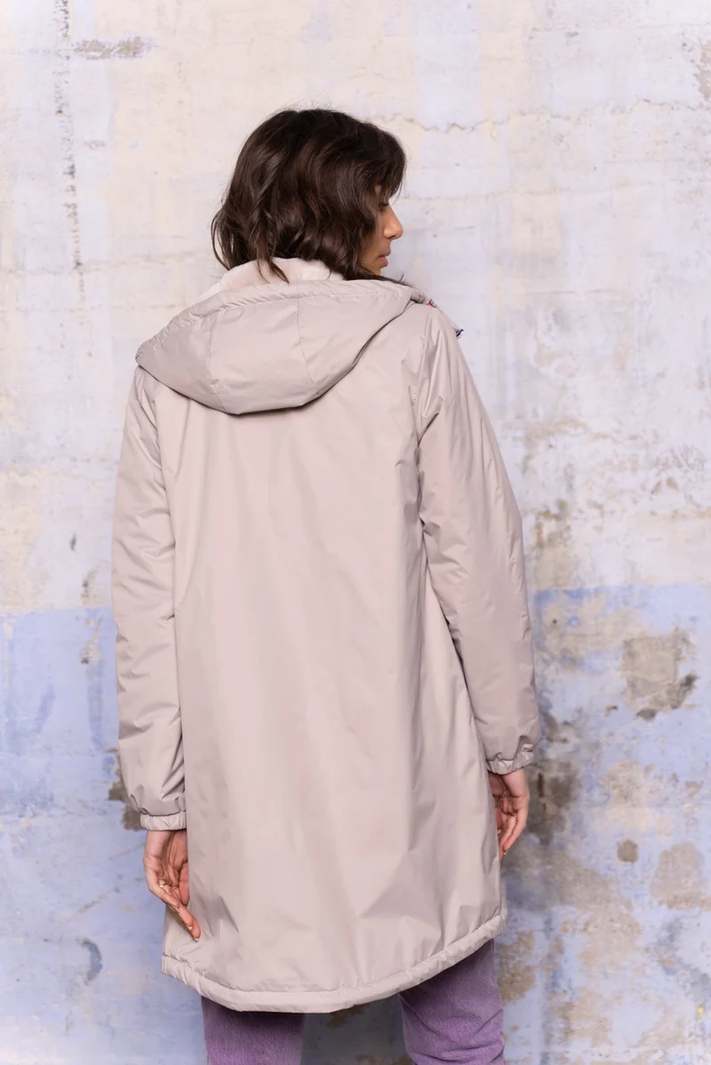 Imperméable fourré long avec cordon