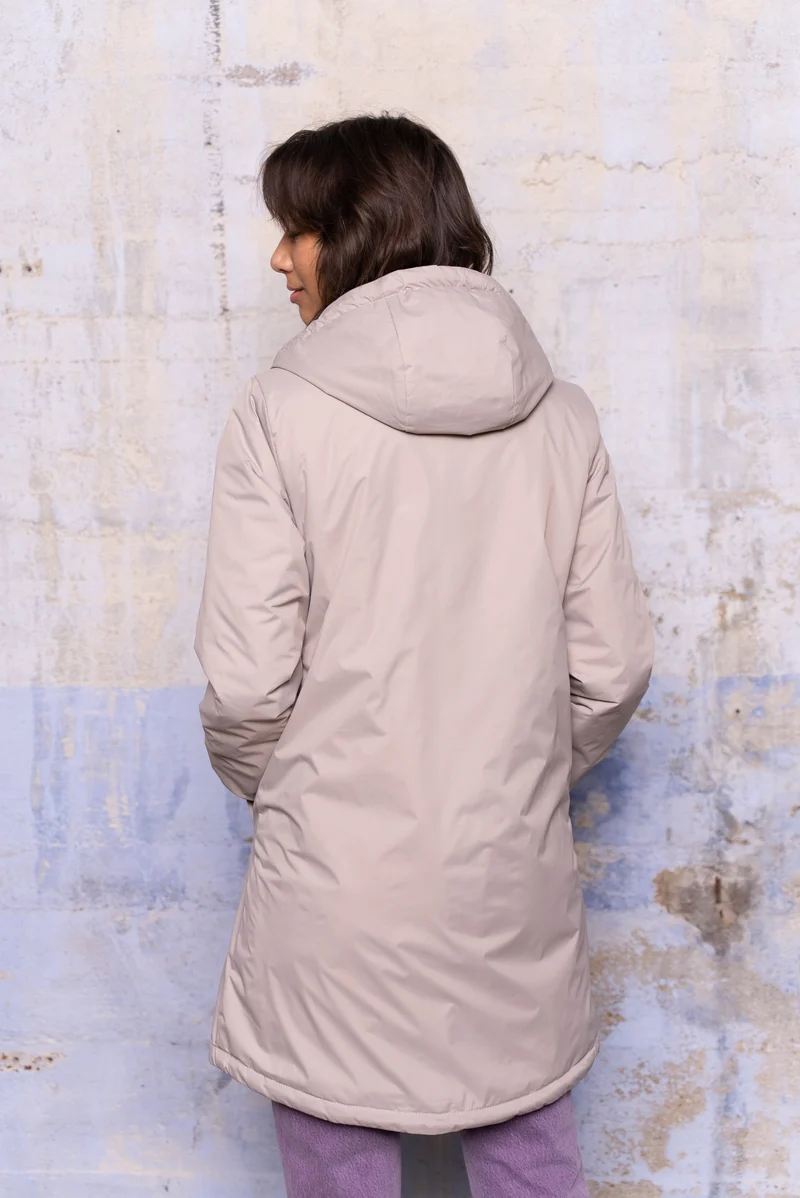 Imperméable fourré long avec cordon