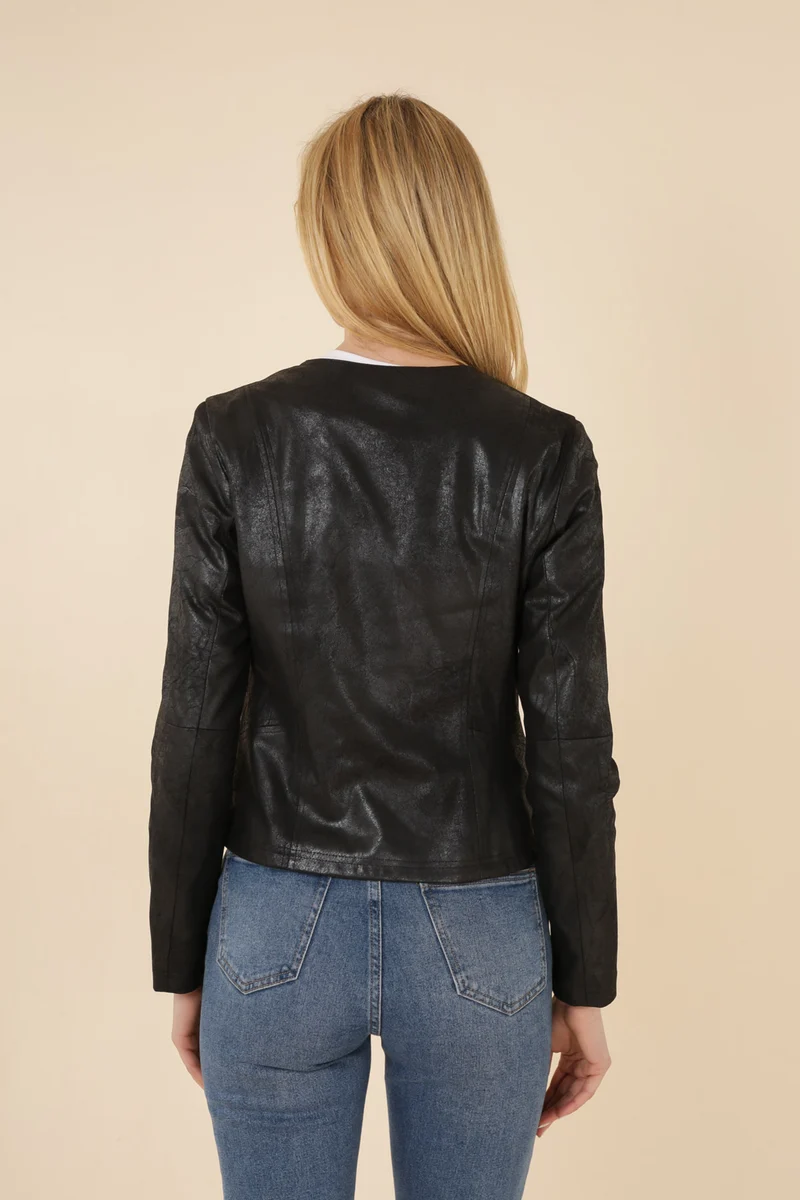 Veste suédine col rond