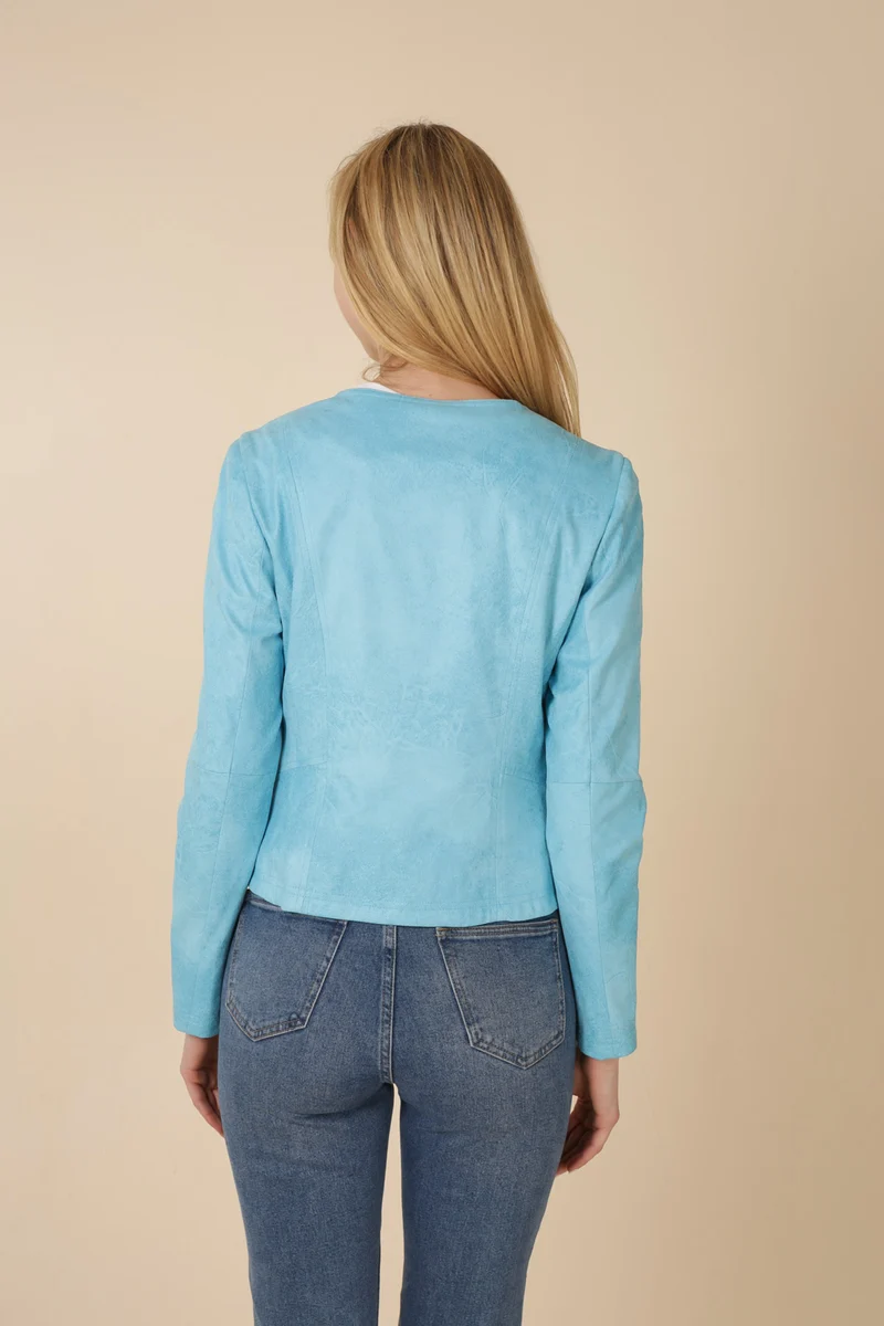 Veste suédine col rond