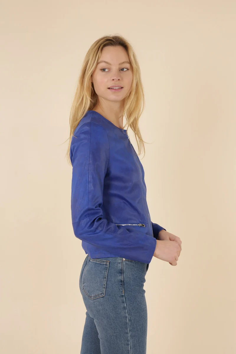 Veste suédine col rond